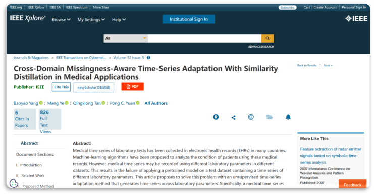 Cross-Domain Missingness-Aware Time-Series Adaptation With Similarity Distillation in Medical Applications logo